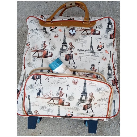 17" Suitcase with wheels Paris Scenes Carry-On Bag - Luggage with wheels - Picture 9 of 11